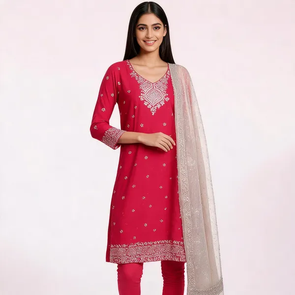 Pink_Cotton_3-Piece_Kurta_Set_For_Women