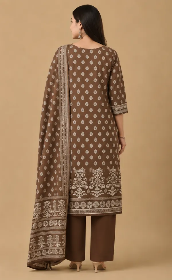Brown_Cotton_Straight_Floral_Printed_Kurta_Set_For_Women