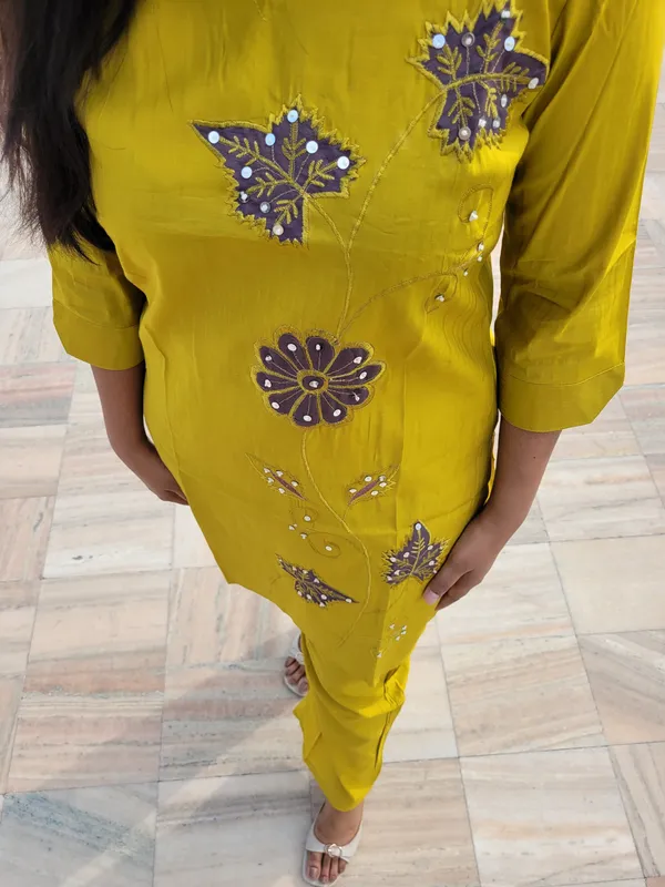 Mustard_Yellow_Rayon_Cotton_Straight_Embroidered_Kurta_Set_For_Women
