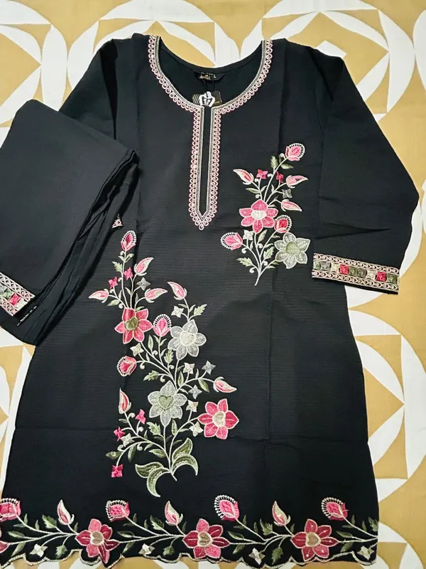 Black_Rayon_Cotton_Straight_Embroidered_Kurta_Set_For_Women