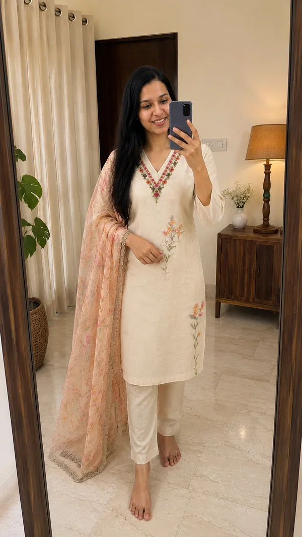 Off_White_Khadi_Cotton_Straight_Embroidered_Kurta_Set_For_Women