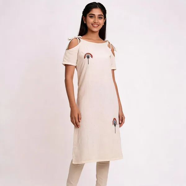 Cream_Khadi_Floral_Embroidered_Straight_Kurta_For_Women