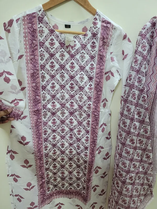 White_Pure_Cotton_Printed_Straight_Kurta_Set_With_Dupatta_For_Women