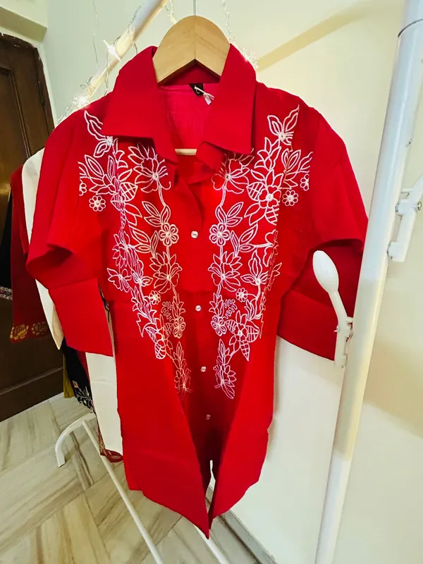 Pink_Rayon_Cotton_Shirt_Style_Embroidered_Kurti_For_Women