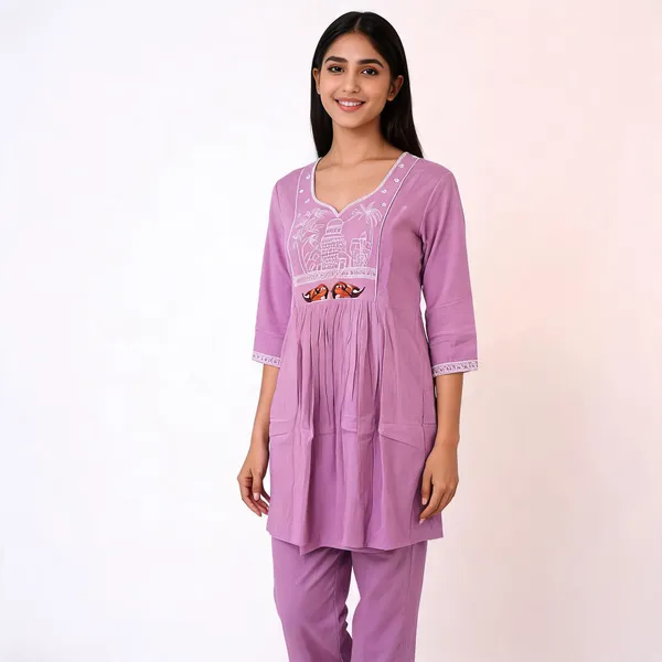 Mauve_Cotton_Embroidered_Straight_Kurta_Set_For_Women