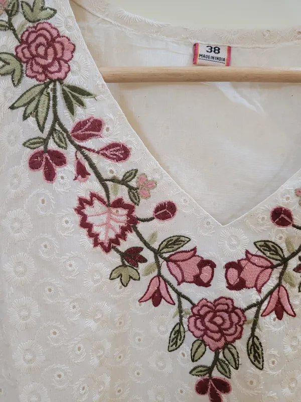 Off_White_Pure_Cotton_Embroidered_V-Neck_Ethnic_Top_For_Women