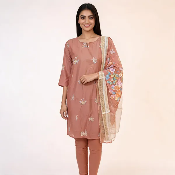 Peach_Chiffon_Embroidered_Straight_Kurta_Set_With_Dupatta_For_Women
