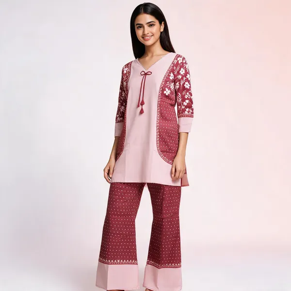 Maroon_Mal_Chanderi_Printed_Straight_Kurta_Set_For_Women