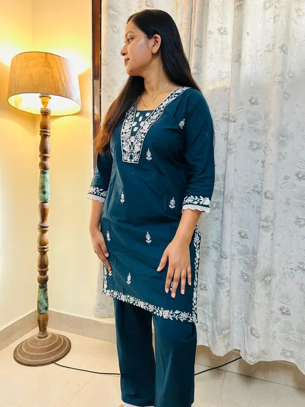 Blue_Cotton_Straight_Embroidered_Kurta_Set_For_Women