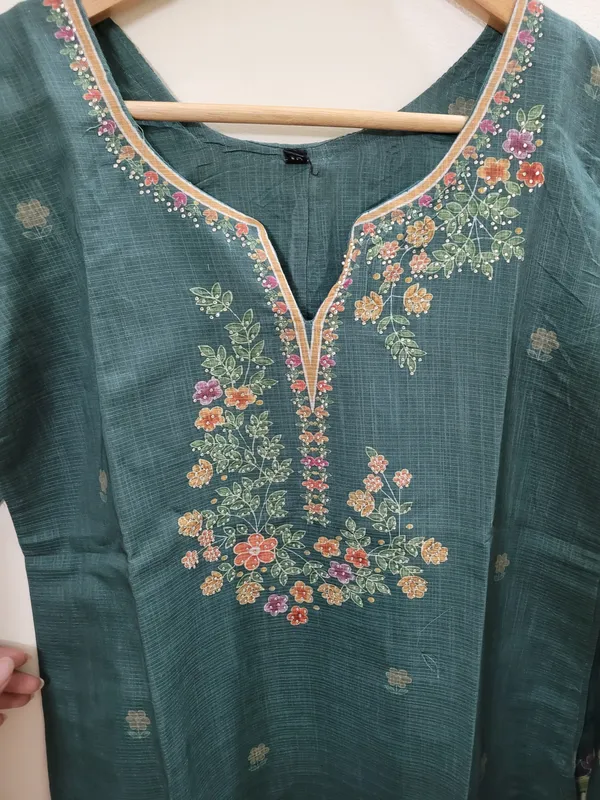 Teal_Green_Mal_Chanderi_Straight_Kurta_Set_For_Women