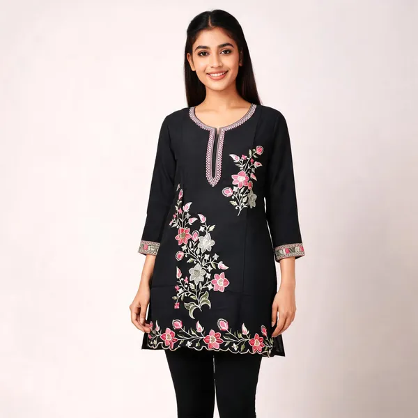 Black_Rayon_Cotton_Straight_Embroidered_Kurta_Set_For_Women