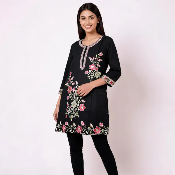 Black_Rayon_Cotton_Straight_Embroidered_Kurta_Set_For_Women