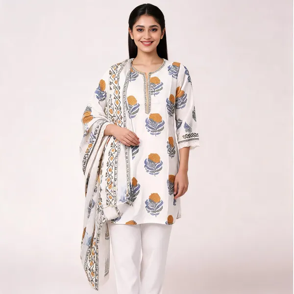 White_Pure_Cotton_Printed_Straight_Kurta_Set_For_Women