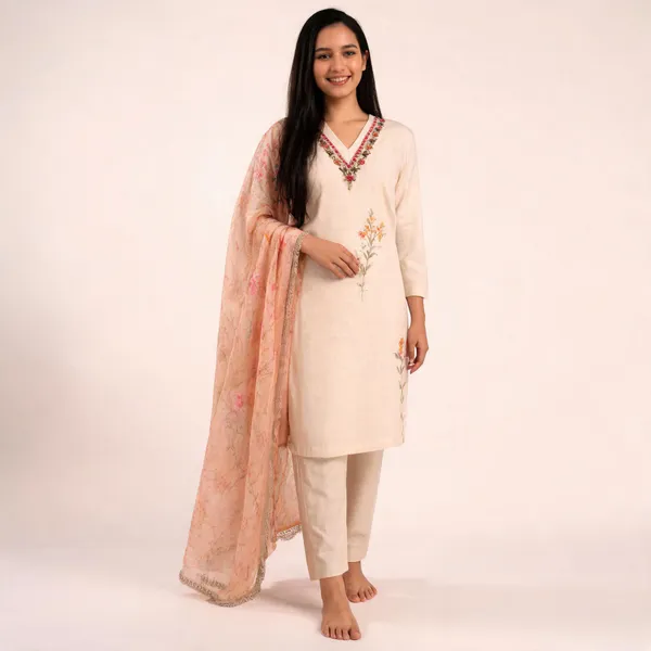 Off_White_Khadi_Cotton_Straight_Embroidered_Kurta_Set_For_Women