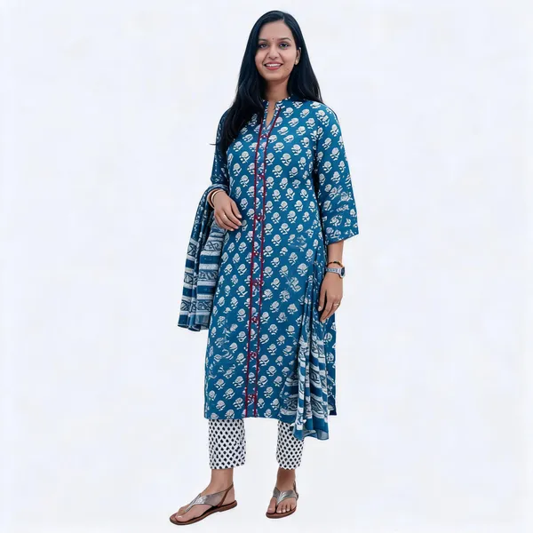 Blue_Pure_Cotton_Printed_Straight_Kurta_Set_For_Women