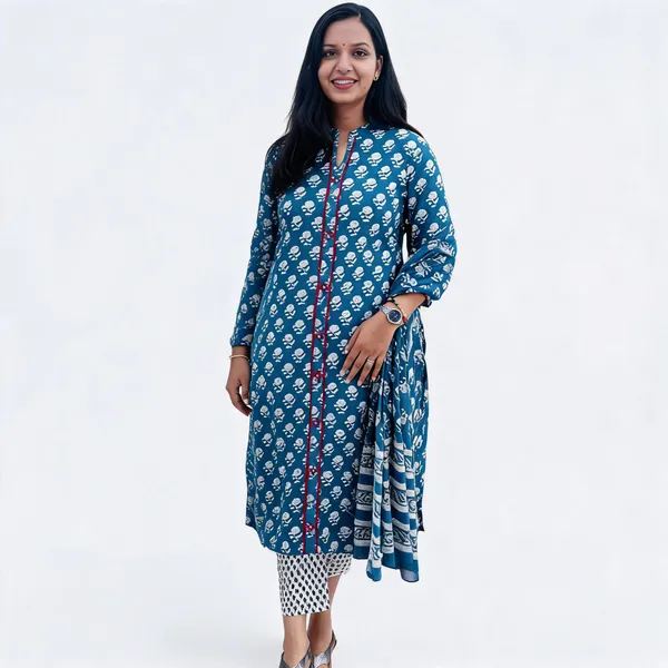 Blue_Pure_Cotton_Printed_Straight_Kurta_Set_For_Women