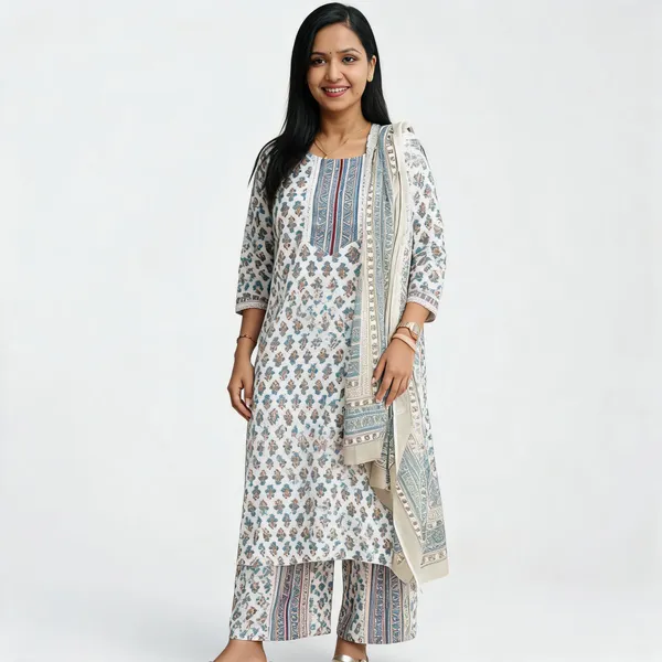 White_Pure_Cotton_Printed_Straight_Kurta_Set_For_Women