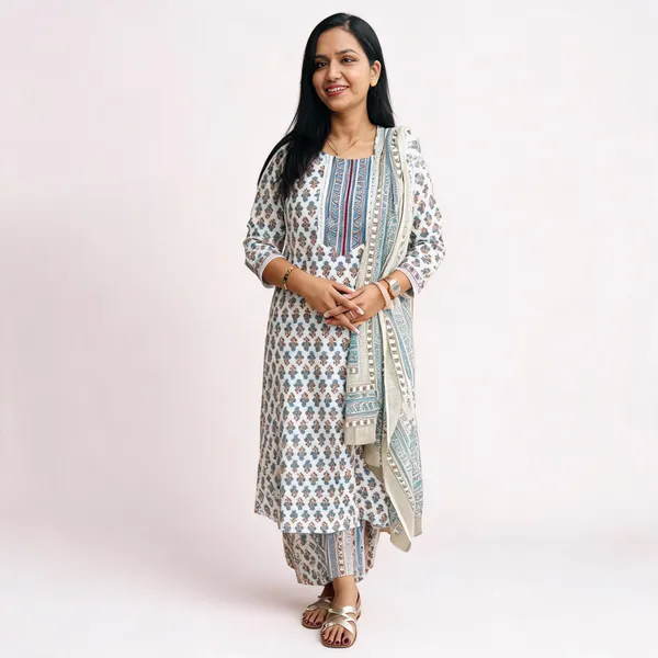 White_Pure_Cotton_Printed_Straight_Kurta_Set_For_Women