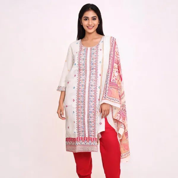 White_Chennon_Printed_Straight_Kurta_Set_For_Women