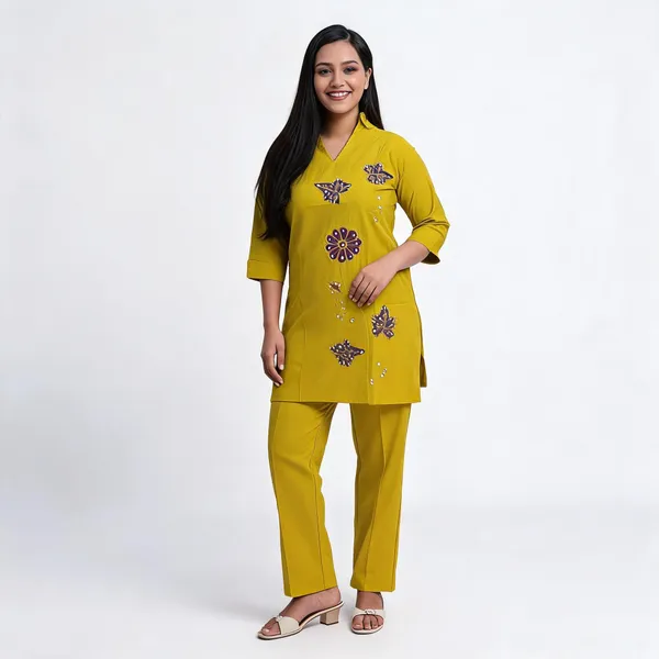 Mustard_Yellow_Rayon_Cotton_Straight_Embroidered_Kurta_Set_For_Women