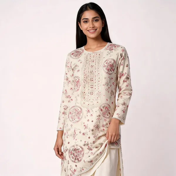 White_And_Pink_Cotton_Floral_Embroidered_Unstitched_Suit_Set_For_Women