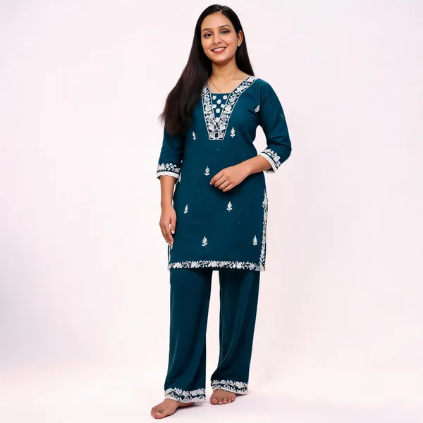 Blue_Cotton_Straight_Embroidered_Kurta_Set_For_Women
