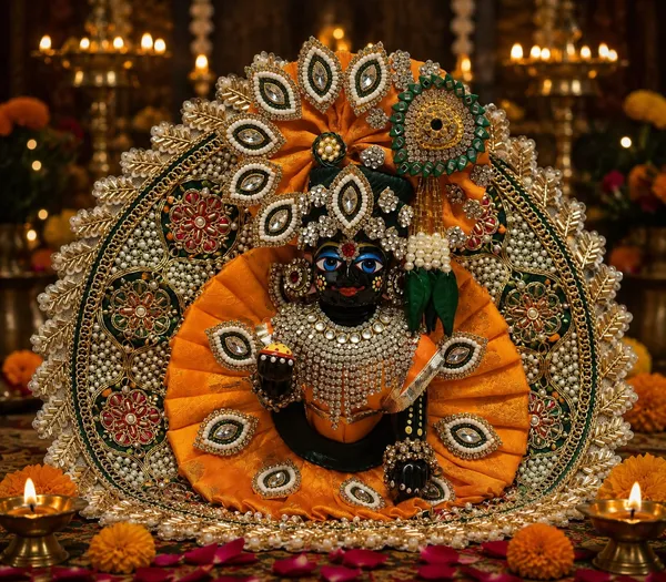 Orange_Cotton_Moti_Stone_Floral_Embellished_Laddu_Gopal_Idol_Backdrop