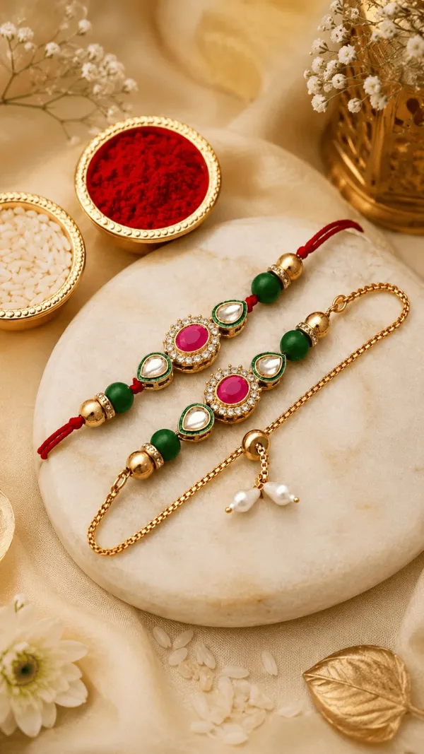Elegant_rakhi_lumba_set_with_kundan_and_pearls_work_all_over_this