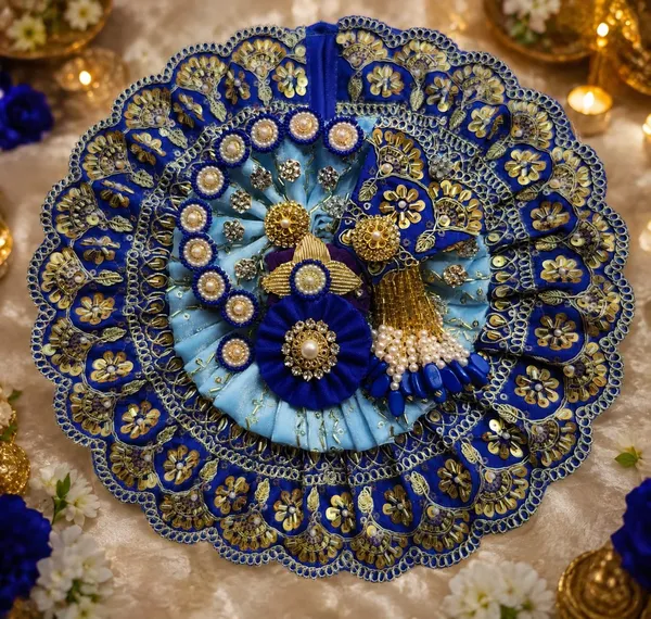 Blue_Gold_Cotton_Embroidered_Krishna_Idol_Dress_Set