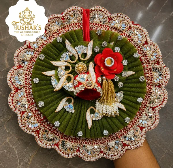 Green_Cotton_Moti_Stone_Peacock_Floral_Laddu_Gopal_Shringar_Backdrop