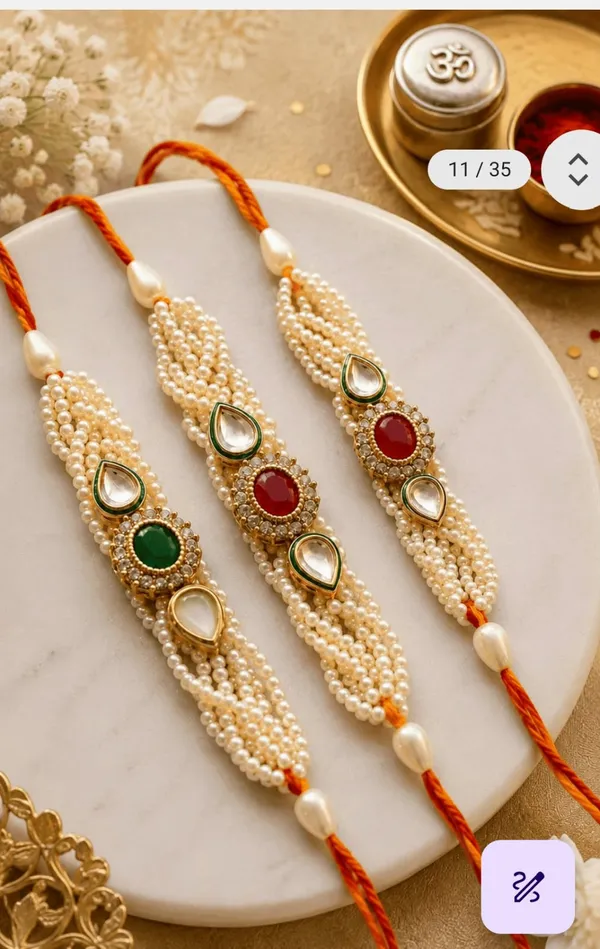 Premium_Pearls_bracelet_rakhi_limited_edition_with_good_looking_features(Pack_of_1)