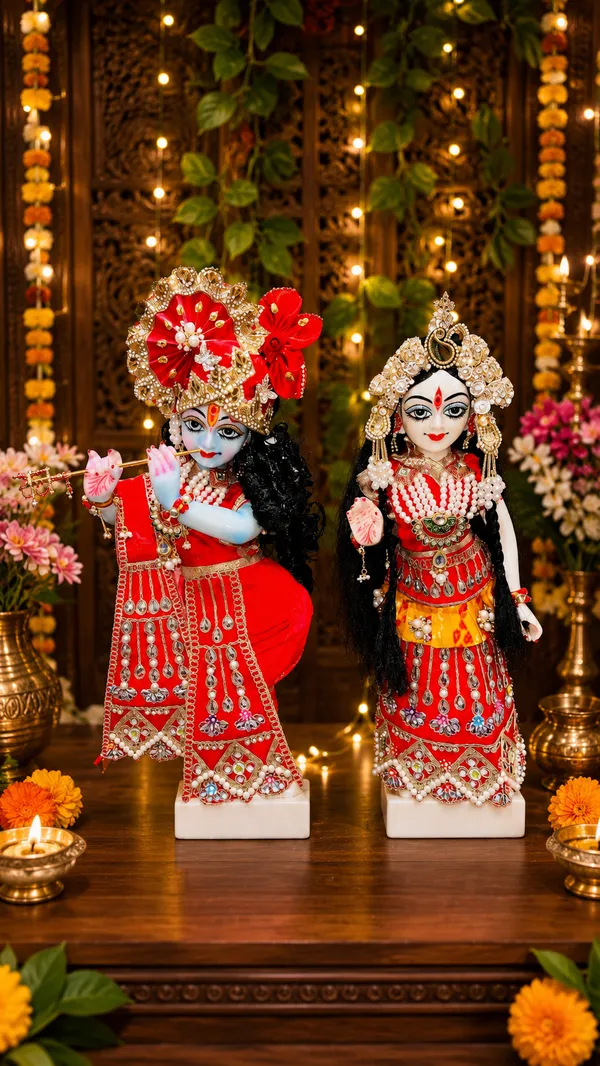 Red_Fabric_Embellished_Teej_Jhula_Patri_Decorative_Backdrop