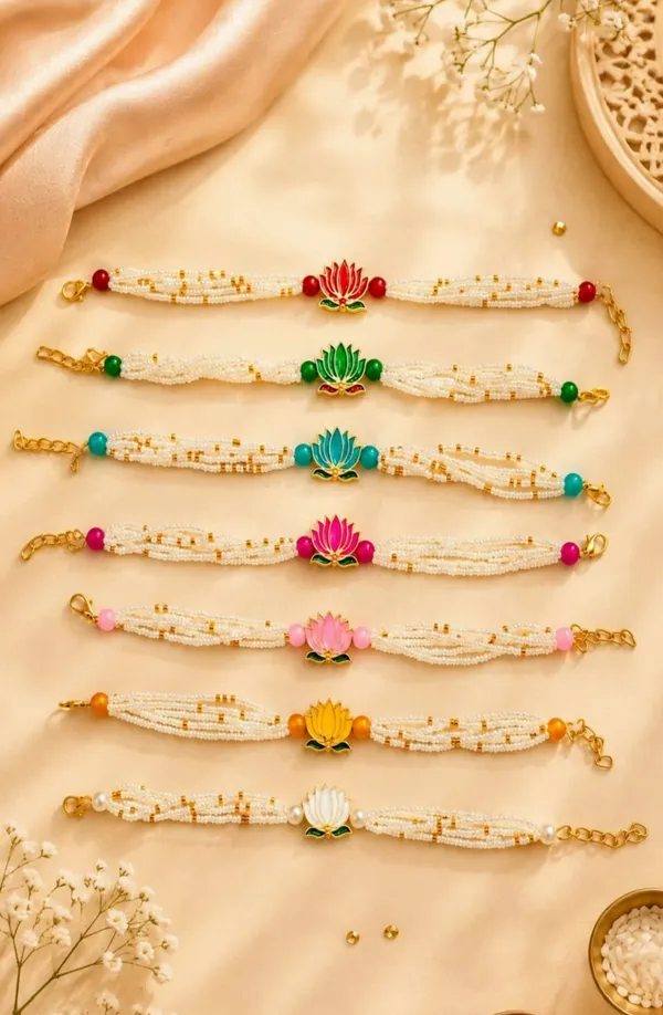 Special_pearls_bracelet_rakhi_with_premium_lotus_broach_in_the_mid(Pack_of_1_pscs)