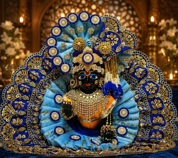Blue_Gold_Cotton_Embroidered_Krishna_Idol_Dress_Set