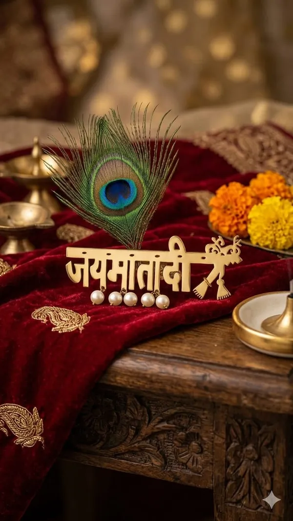 Mdf_Wood_Janmashtami_Peacock_Feather_Krishna_Decorative_Plaque