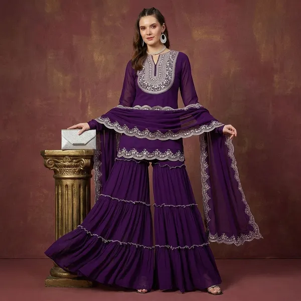Purple_Georgette_Sharara_Kurta_Palazzo_Dupatta_Set_For_Women