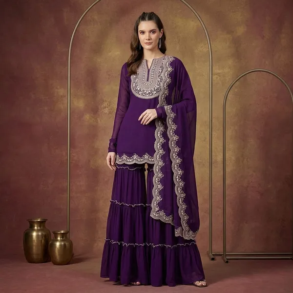 Purple_Georgette_Sharara_Kurta_Palazzo_Dupatta_Set_For_Women