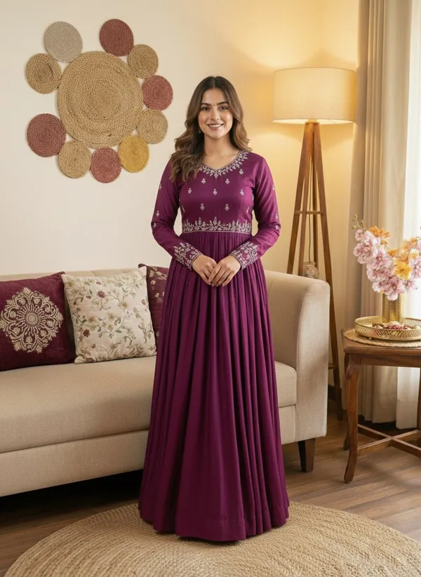 Purple_Chanderi_Anarkali_Dress_For_Women
