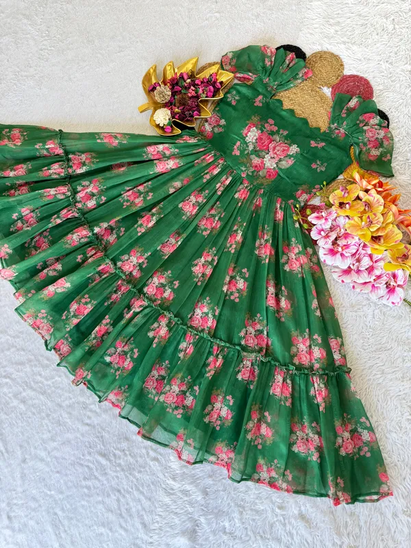 Green_Chanderi_Midi_Dress_For_Women