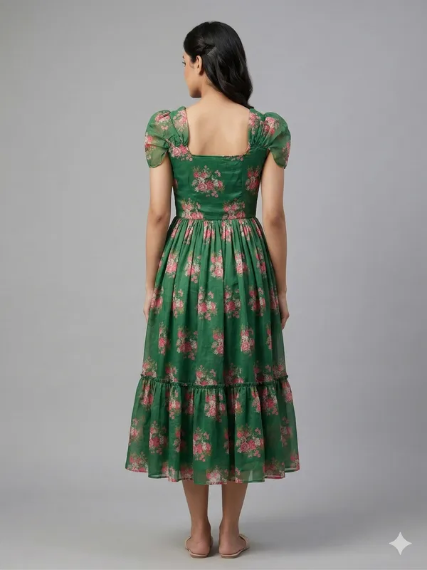 Green_Chanderi_Midi_Dress_For_Women