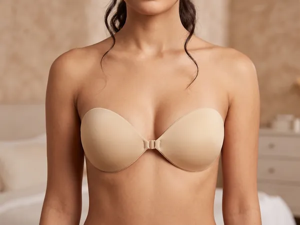 Cream_Nylon_And_Silicone_Gel_Backless_Bra_For_Women