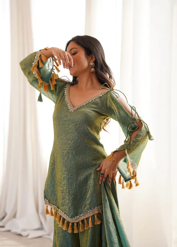 Green_Textured_Kurti_with_Sharara_&_Dupatta_Set