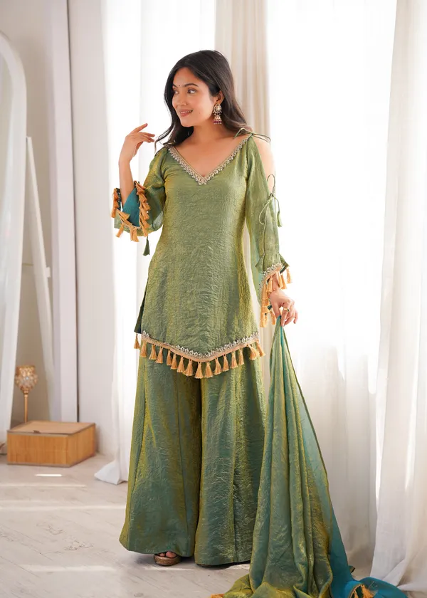 Green_Textured_Kurti_with_Sharara_&_Dupatta_Set