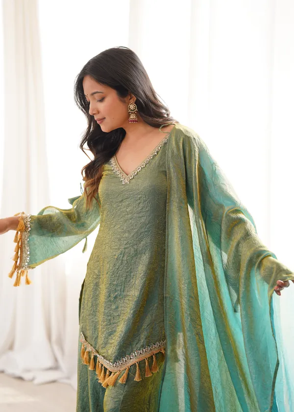 Green_Textured_Kurti_with_Sharara_&_Dupatta_Set