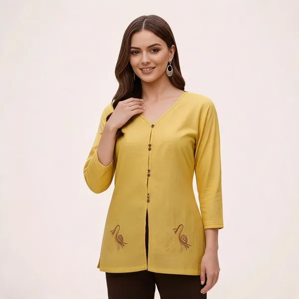Yellow_Cotton_Tunic_Top_For_Women