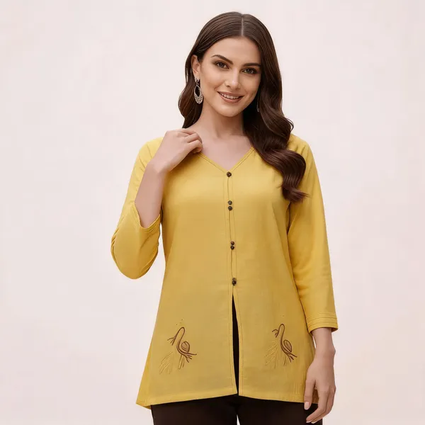 Yellow_Cotton_Tunic_Top_For_Women