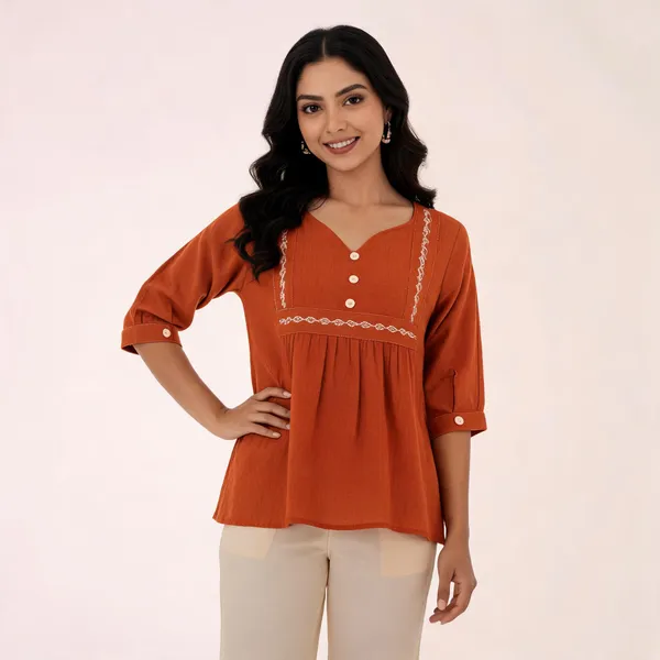 Orange_Rayon_Top_For_Women
