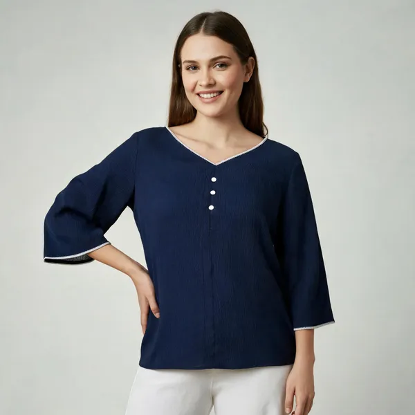 Navy_Blue_Cotton_Top_For_Women