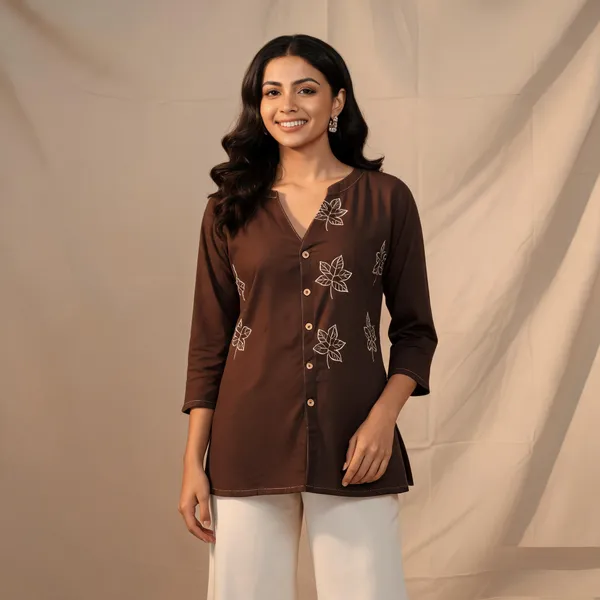 Brown_Cotton_Tunic_Top_For_Women