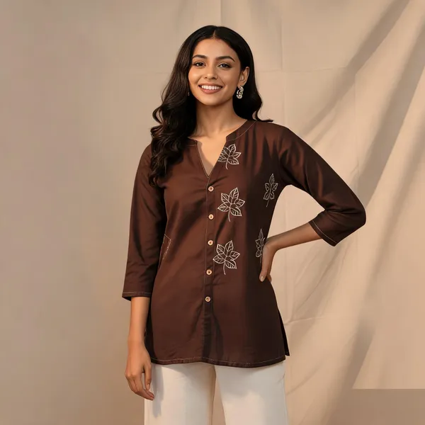 Brown_Cotton_Tunic_Top_For_Women